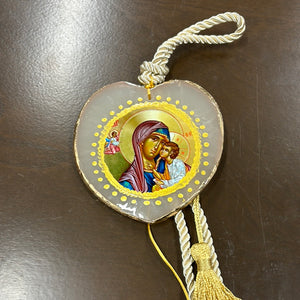 Hanging Icon Medallion Ornament of Panagia and Child (Multiple shapes/designs)