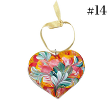 Load image into Gallery viewer, Wooden Painted Heart Ornament Multiple Design Choices—only one of each design (free USA shipping included)
