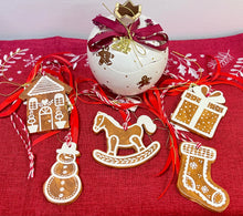 Load image into Gallery viewer, Ceramic Gingerbread Ornament: Stocking (free USA shipping included)
