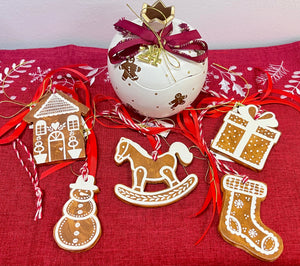 Ceramic Gingerbread Ornament: Stocking (free USA shipping included)