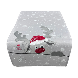 Embroidered Whimsical Reindeer Table Runner (free USA shipping included)