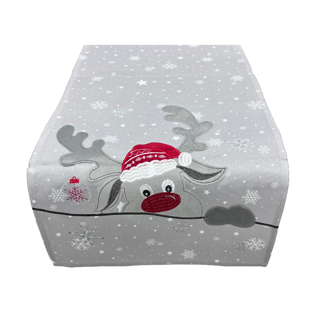 Embroidered Whimsical Reindeer Table Runner (free USA shipping included)