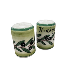 Load image into Gallery viewer, Ceramic Salt and Pepper/Αλάτι και Πιπέρι Shaker Set—Olives or Lemons Design (free USA shipping included)
