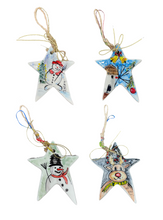 Load image into Gallery viewer, Ceramic Star Christmas Ornament—Multiple design choices (free USA shipping included)
