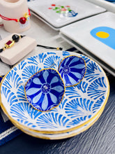 Load image into Gallery viewer, Jewelry Dish with Blue Scallops Design (free USA shipping included)
