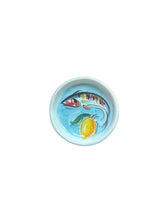 Load image into Gallery viewer, Ceramic Round Trinket Dish with fish and lemons design (free USA shipping)
