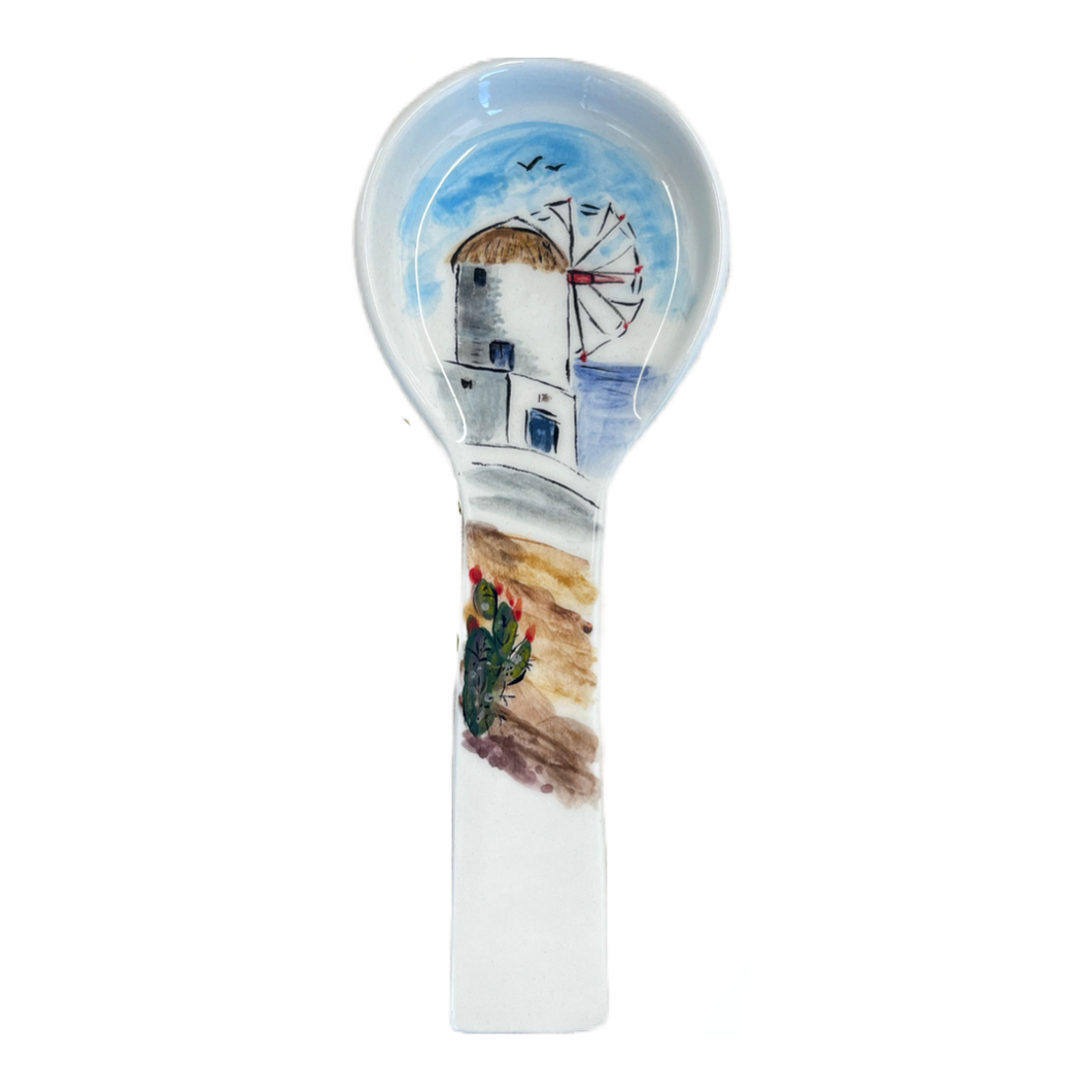 Ceramic Spoon Rest with Windmill Design (free USA shipping included)