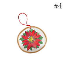 Load image into Gallery viewer, Wooden Painted Rustic “Slice” Ornament Multiple design choices (free USA shipping included)

