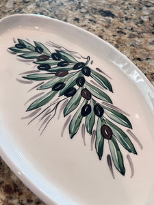 Ceramic 12” Oval Tray Olives Design (free USA shipping included)