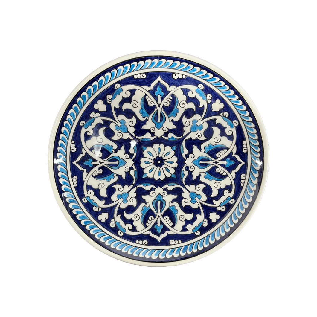 Ceramic 11.5” Round Platter Floral and Damask Design (free USA shipping included)