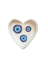Load image into Gallery viewer, Ceramic Heart Evil Eye Trinket Dish (free USA shipping)
