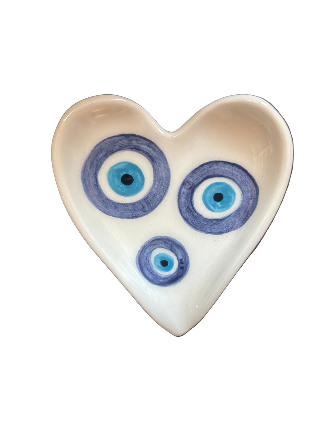 Ceramic Heart Evil Eye Trinket Dish (free USA shipping)
