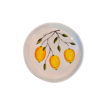 Load image into Gallery viewer, Ceramic 10” Round Platter Lemons Design (free USA shipping included)
