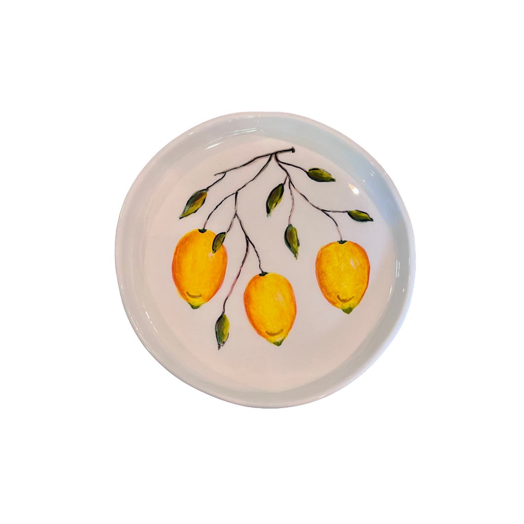 Ceramic 10” Round Platter Lemons Design (free USA shipping included)