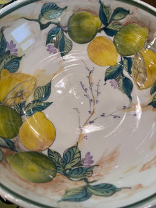 Ceramic Lemons and Pears Large Salad Bowl (free USA shipping included)