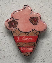 Load image into Gallery viewer, Ceramic Glazed Magnet: I Love Ice Cream
