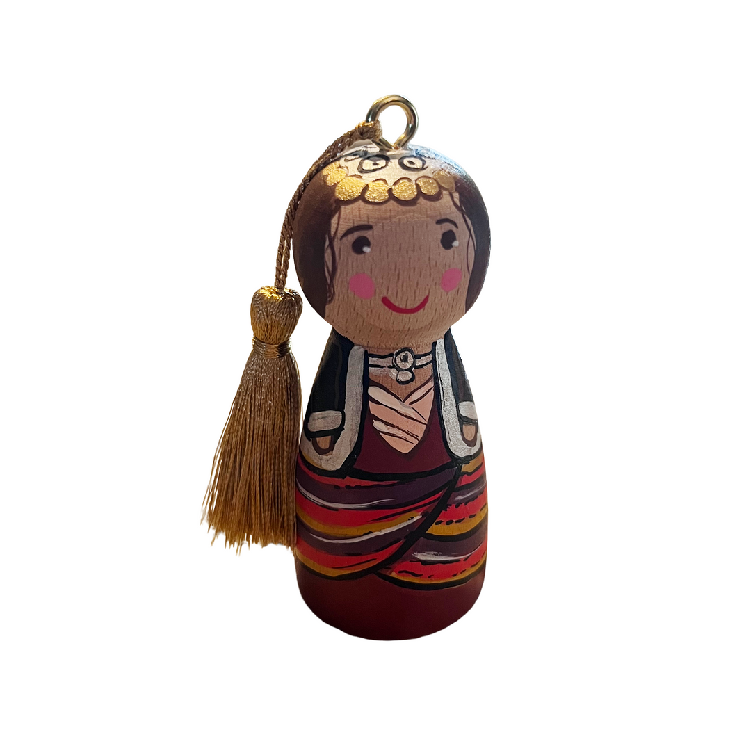 Hand-painted Wooden Figurine: Pontian Woman (free USA shipping included)