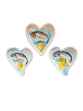 Load image into Gallery viewer, Ceramic Heart Trinket Dish with fish and lemons (free USA shipping)
