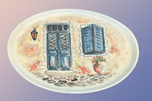 Load image into Gallery viewer, Ceramic 12” Shallow Oval Platter with Island and Village Designs (free USA shipping)
