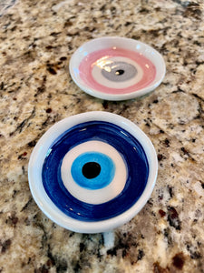 Ceramic Round Trinket Dish Mati Design—2 Color Choices (free USA shipping included)