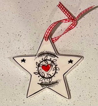 Load image into Gallery viewer, Ceramic Black and White Ornament: Star in 3 design choices
