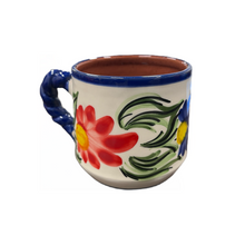 Load image into Gallery viewer, Ceramic Red and Blue Floral Mug (free USA shipping included)

