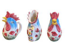 Load image into Gallery viewer, Ceramic 7” Rooster Pitcher—Multiple design choices (free USA shipping included)
