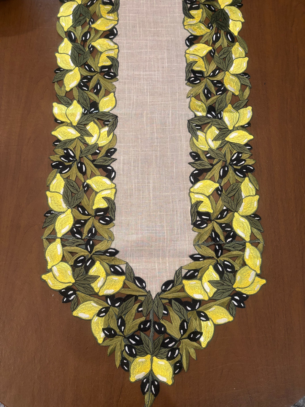 Laser Cut Olives and Lemons Border Table Runner—Multiple choices (free USA shipping included)
