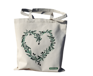 Heavy Cotton Canvas Tote Bag Olive Heart (free USA shipping included)