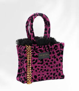 Sorena Handmade “Leopard Magenta” Mini Tote Bag (free USA shipping included)