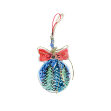 Load image into Gallery viewer, Ceramic Round Christmas Ornament with Bow—Multiple design and size choices (free USA shipping included)
