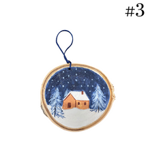 Load image into Gallery viewer, Wooden Painted Rustic “Slice” Ornament Multiple design choices (free USA shipping included)
