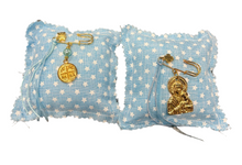 Load image into Gallery viewer, Filakto Pin with Constantinato Coin or Panagia Icon on Pillow (free USA shipping included)
