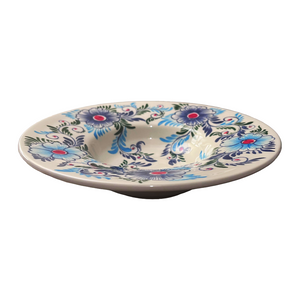 Ceramic Blue Floral Risotto/Pasta Bowl (free USA shipping included)