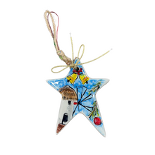 Load image into Gallery viewer, Ceramic Star Christmas Ornament—Multiple design choices (free USA shipping included)
