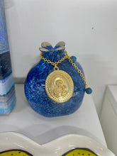 Load image into Gallery viewer, Ceramic Ocean Blue Pomegranate with Panagia Charm—2 size choices

