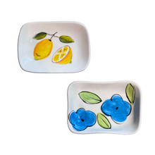 Load image into Gallery viewer, Ceramic Rectangular Dish—Lemons or Blue Flowers Design (free USA shipping included)
