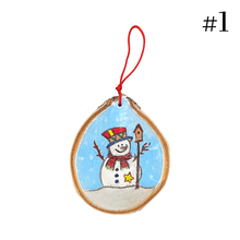 Load image into Gallery viewer, Wooden Painted Rustic “Slice” Ornament Multiple design choices (free USA shipping included)
