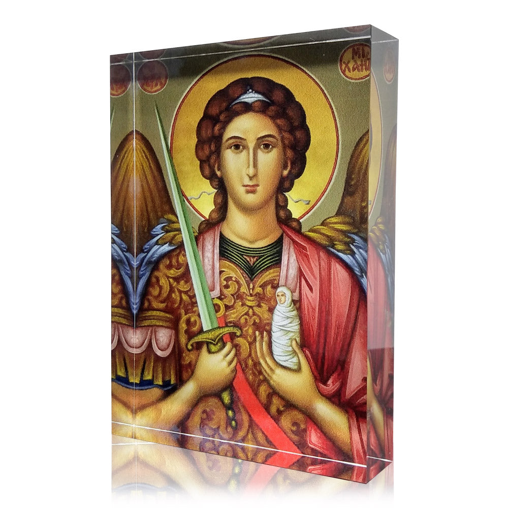 Plexiglass Orthodox Icon: Archangel Michael/Αρχάγγελος Μιχάηλ  (free USA shipping included)