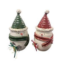 Load image into Gallery viewer, Ceramic Hollow Snowman Votive—3 color choices (free USA shipping included)
