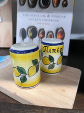 Load image into Gallery viewer, Ceramic Salt and Pepper/Αλάτι και Πιπέρι Shaker Set—Olives or Lemons Design (free USA shipping included)

