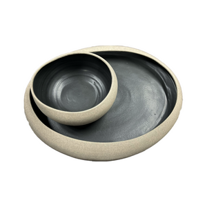 Ceramic Stoneware Black Glazed Platter (free USA shipping included)