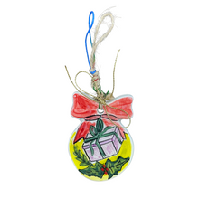 Load image into Gallery viewer, Ceramic Round Christmas Ornament with Bow—Multiple design and size choices (free USA shipping included)

