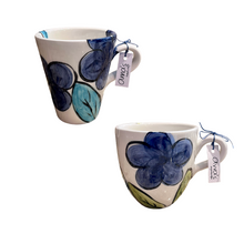 Load image into Gallery viewer, Ceramic Blue Flowers Mug—2 Shape Choices (free USA shipping included)

