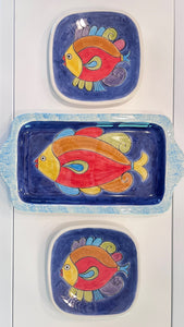 Ceramic Fish Tray with Handles (free USA shipping included)