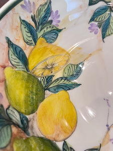Ceramic Lemons and Pears Large Salad Bowl (free USA shipping included)