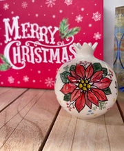 Load image into Gallery viewer, Ceramic Poinsettia and Ship Pomegranate with Αγάπη and Ελπίδα (free USA shipping included)
