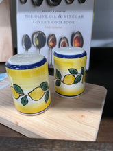 Load image into Gallery viewer, Ceramic Salt and Pepper/Αλάτι και Πιπέρι Shaker Set—Olives or Lemons Design (free USA shipping included)
