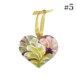 Wooden Painted Heart Ornament Multiple Design Choices—only one of each design (free USA shipping included)