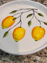 Load image into Gallery viewer, Ceramic 10” Round Platter Lemons Design (free USA shipping included)
